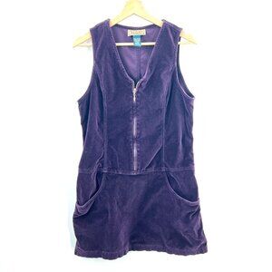 Vintage express velvet velour mini skirt jumper dress 90s y2k purple dress 7 8